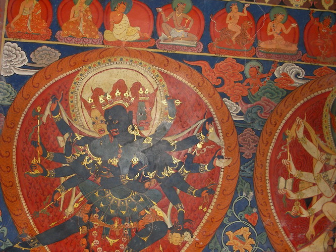 Wall paintings at Tsaparang temple. Western Tibet.